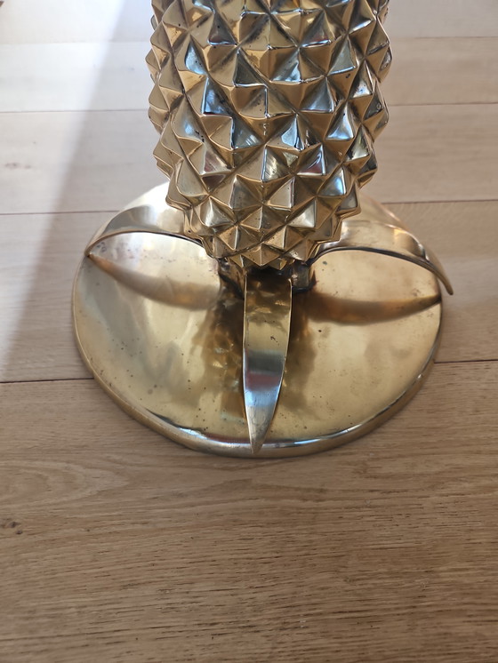 Image 1 of Tavolino da caffè Hollywood Regency Pineapple in ottone e vetro, Parigi, Francia, anni '70
