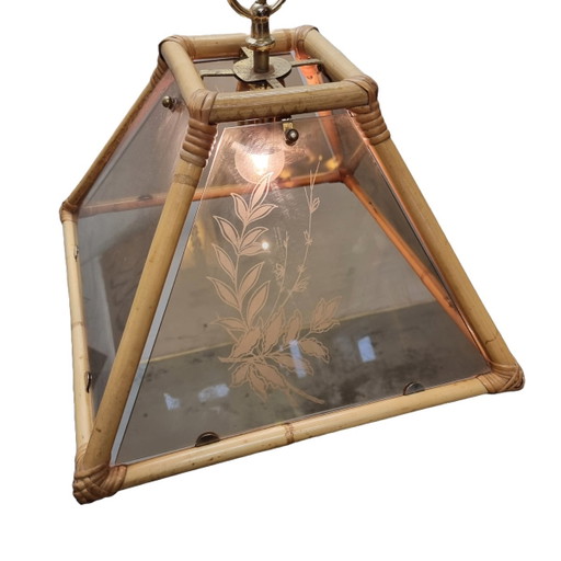 Lampe pendante en rotin vintage