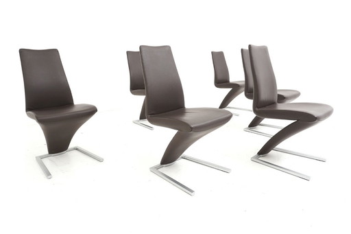 Sedie in pelle marrone Rolf Benz 7800 da 6 pezzi