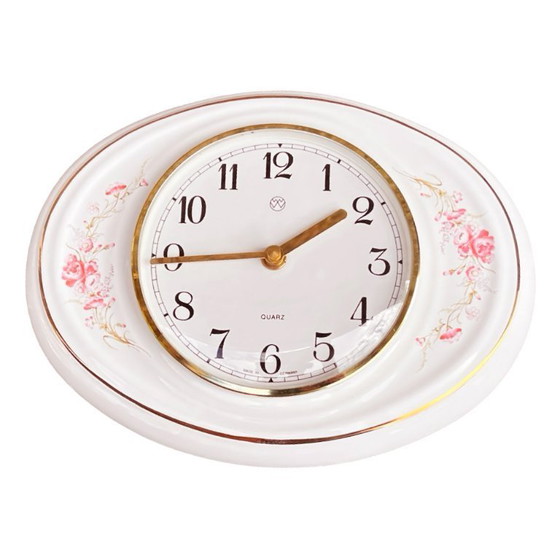 Image 1 of Wallendorfer Porzellan porcelain wall clock, Germany 1980s quartz