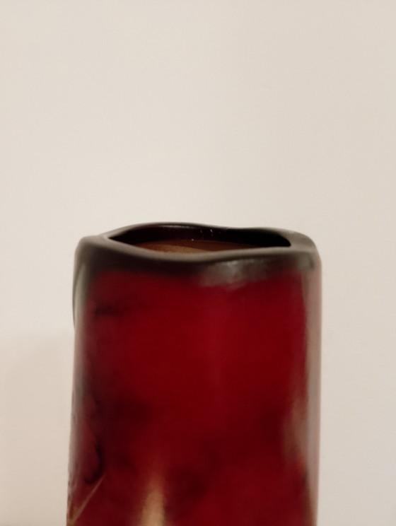 Image 1 of Rare rolled vase attributed to Montjoye Legras, enamel jewel with a wavy neck