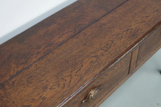 Image 1 of Vintage Franse rustieke landelijke eikenhouten bijzettafel
