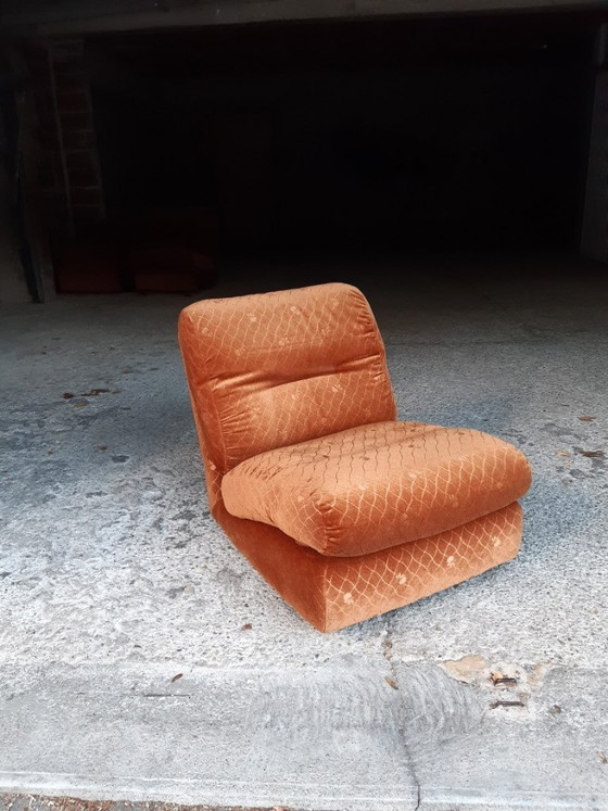 Image 1 of 1/7 Chauffeuse Orange Ligne Roset Pr M. Ducaroy Mod. Albany, Design Ép. Vintage
