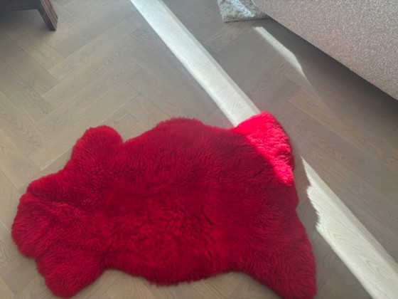 Image 1 of Pelle di pecora rossa, bella per Natale