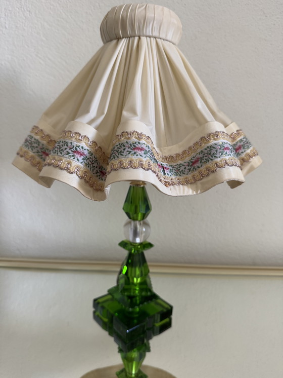 Image 1 of Art Deco emerald crystal lamp