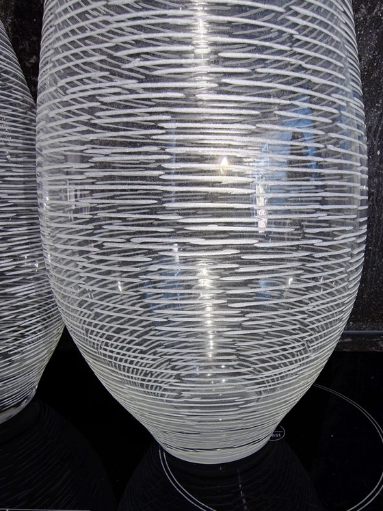 Image 1 of Ribbed glass art design vases, 1970s