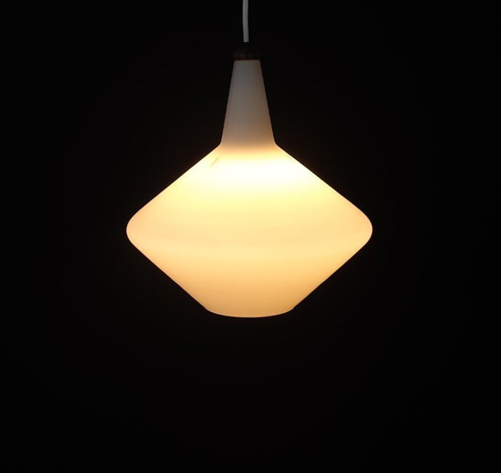 Image 1 of Vintage milk glass pendant lamp, mcm lamp, minimalist hall lamp