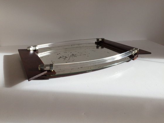 Image 1 of Specchio Art Déco e vassoio in legno Francia