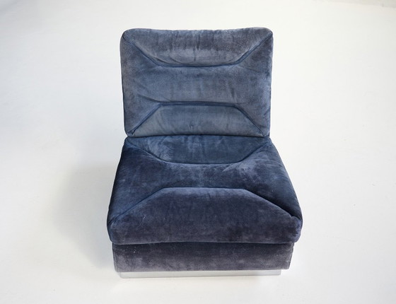 Image 1 of Fauteuil en daim et métal dans le style de Jacques Charpentier