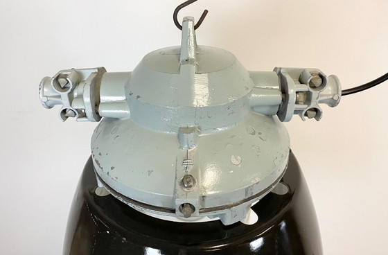 Image 1 of Grey Explosion Proof Lamp with Black Enameled Shade, 1970s