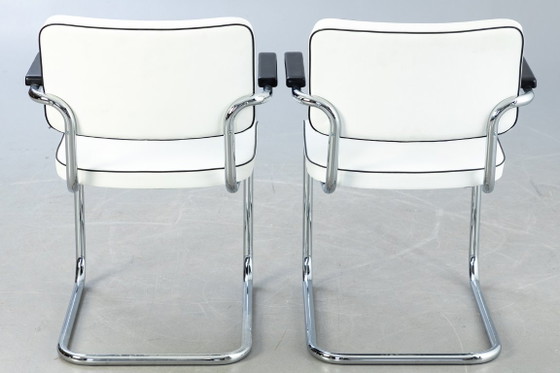 Thonet Freischwinger S64 Jil Sander avec cuir et rembourrage – Chaises de salle à manger, Bois (photo 4 of 9)