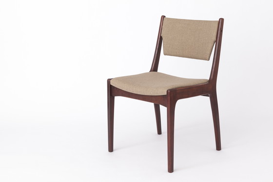 Image 1 of Set of 4 Vintage Teak Chairs | 1960s-70s Mid-Century Modern Seating | Wide Backrest & Reupholstered Seats