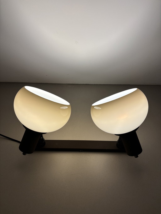 Rare double lampe murale rétro à globe Herda 1970