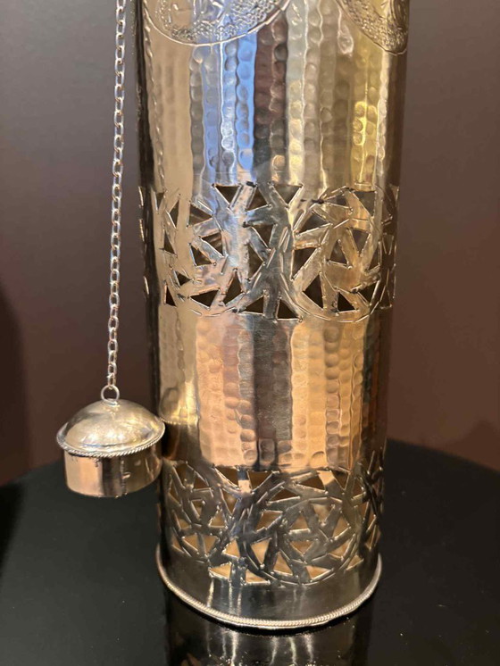 Image 1 of Handmade Moroccan Metal Water Bottle Cover with Stopper