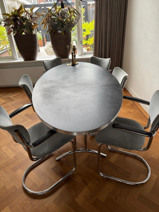 6 x Dutch design De Wit chair series 3000 1x tara table eclipse