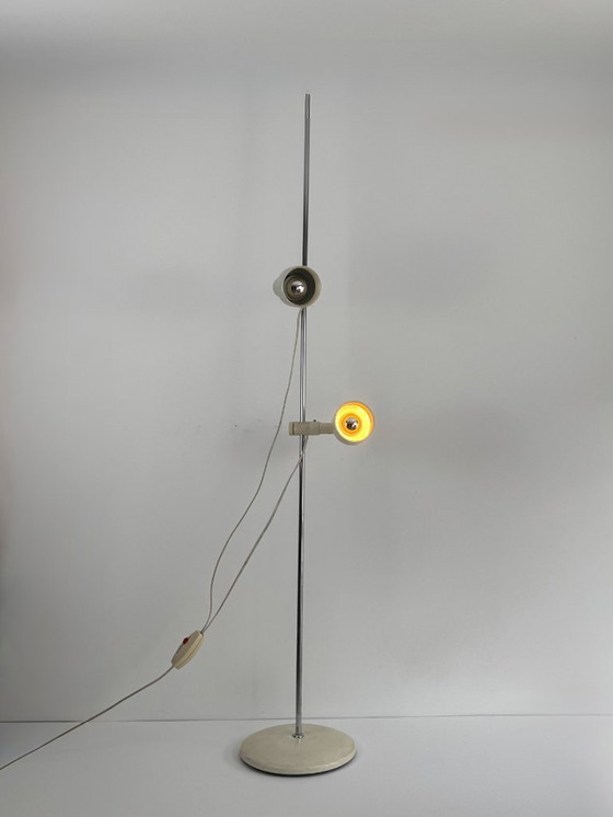 Image 1 of Vintage Adjustable Floor Lamp, Chrome and Beige Pressed ABS, France, 1970