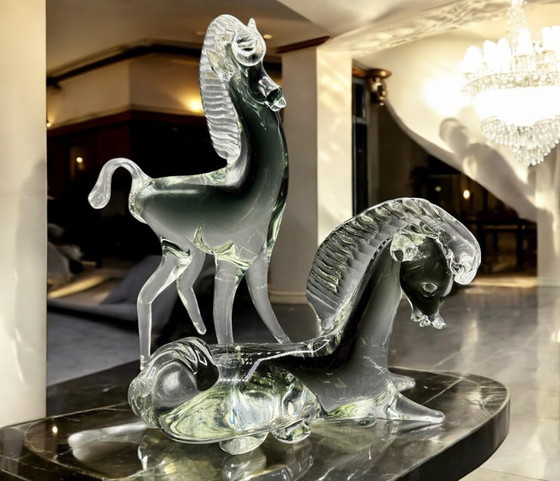 Image 1 of Murano - Elegante pareja de caballos en cristal de Murano de los años 50