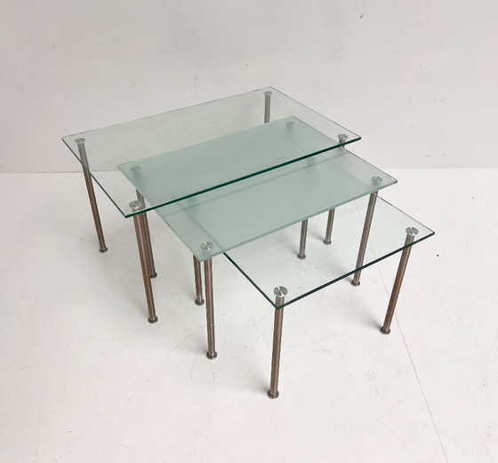 Image 1 of Glazen driedelige mimiset uit de 1970’s