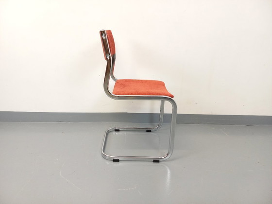 Image 1 of Vintage cantilever chair in chromed metal and fabric from the '70s