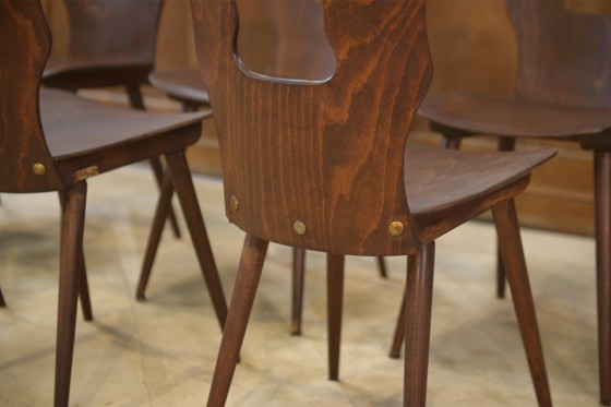 Set of 8 Baumann “Gentiane” model chairs by Henri Julien, 1960s – Dining chairs, Wood (photo 13 of 14)