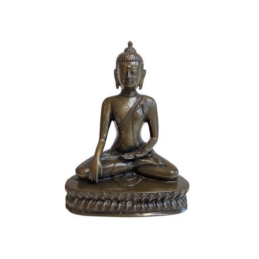 Ancien Bouddha népalais en bronze en Dhyana Mudra - 092 – beeldhouwkunst