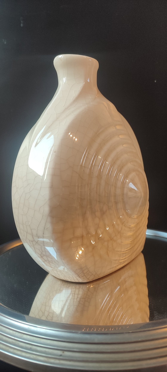 Image 1 of Pitcher, vintage crackled ceramic vase