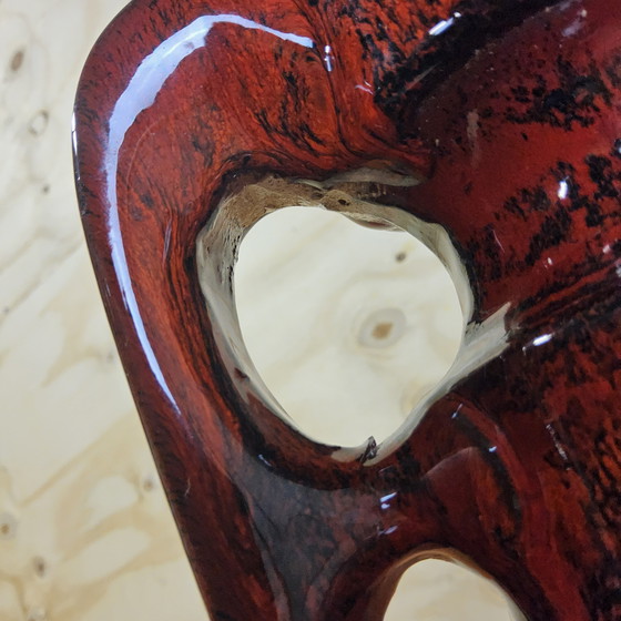 Image 1 of Lampe de table Fat Lava en céramique (70s) Lampe Scheurich West Germany (1970) abat-jour à motifs