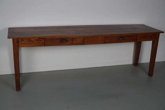 Image 1 of Tavolino o scrivania rustica francese d'epoca in pino, anni '50