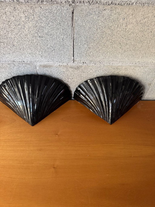 2 lampade da parete vintage a conchiglia blu