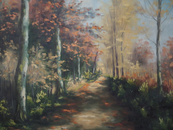 Image 1 of Peinture "The Forest Road", design scandinave, années 1970