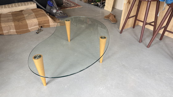 Image 1 of Tavolino da caffè vintage in vetro a forma di rene