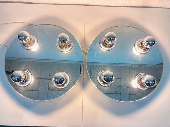 Image 1 of 2 lampade da parete Fischer Leuchten Lampade a Ufo in vetro a specchio design anni '70-'80