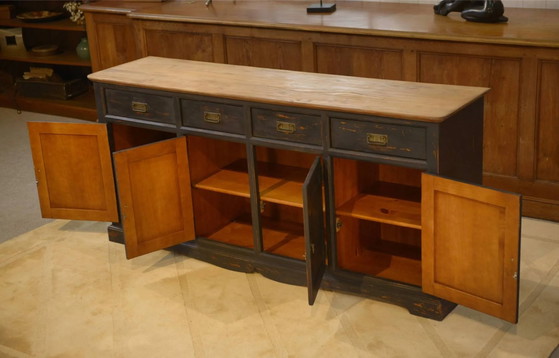 Schieferfarbenes Sideboard 1960er Jahre – Aufbewahrungsschrank, Holz, Vintage (photo 4 of 12)