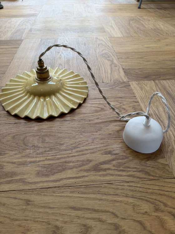 Luz Editions Keramieke Hanglamp Geel – Hanglampen, Ceramic, Textile (photo 3 of 5)