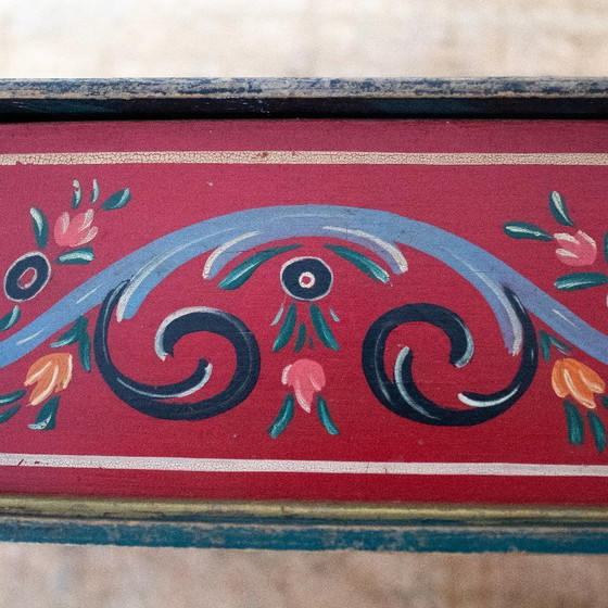 Image 1 of Boîte en bois Hindeloopen peinte à la main, style vintage, art populaire frison