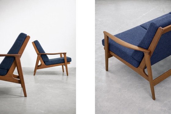 Image 1 of Vintage mid-century Australische moderne teakhouten bank en fauteuils van Parker Furniture, jaren 1950, set van 3