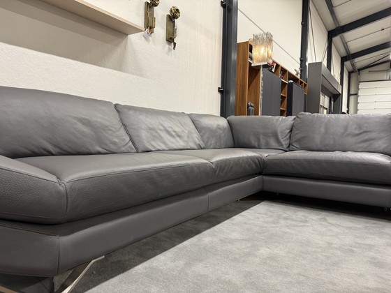 Image 1 of Natuzzi Hoekbank Grijs leer 310x240