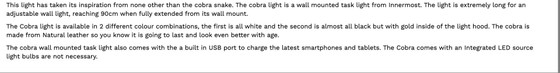 Image 1 of Applique murale Innermost Cobra 3.0 en cuir blanc 90 cm, neuve dans sa boîte. Lampe de lecture design.