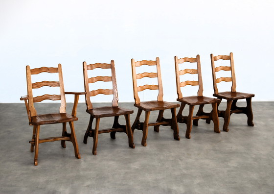 Image 1 of 5x brutalistische Esszimmerstühle