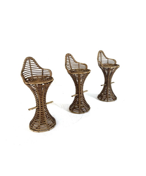 3x vintage rattan bar stool, Mary Beatrice Bloch '50
