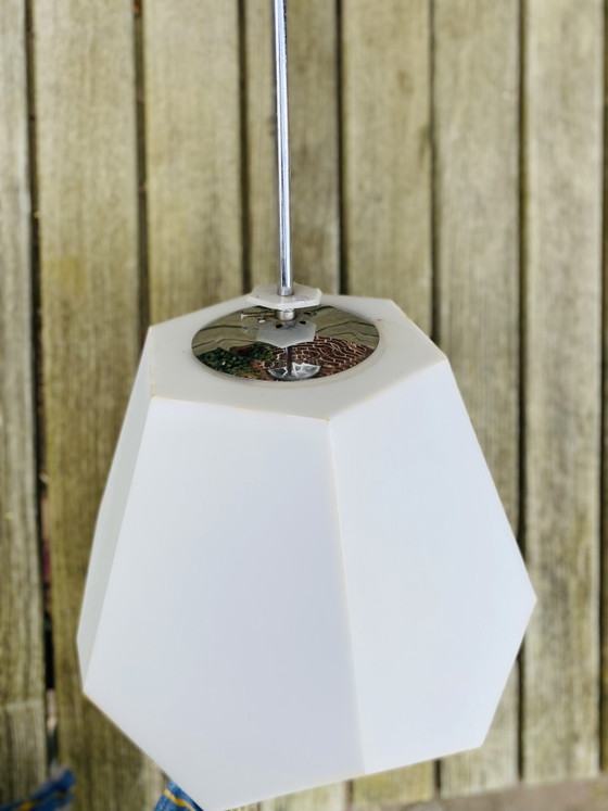 Lampada a sospensione Space Age bianca vintage anni '70 – Lampade a sospensione, Plastic, Chrome (photo 8 of 8)