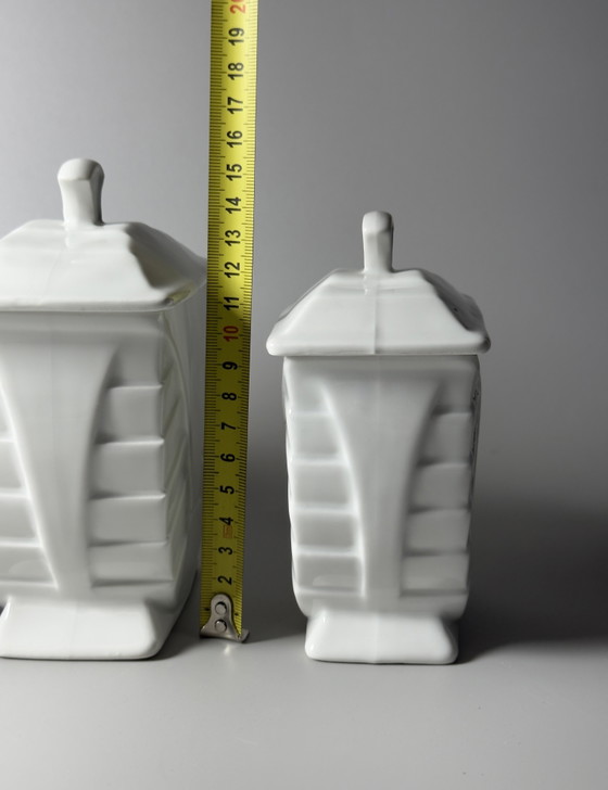 Image 1 of Set of Three Art Deco Porcelain Storage Jars