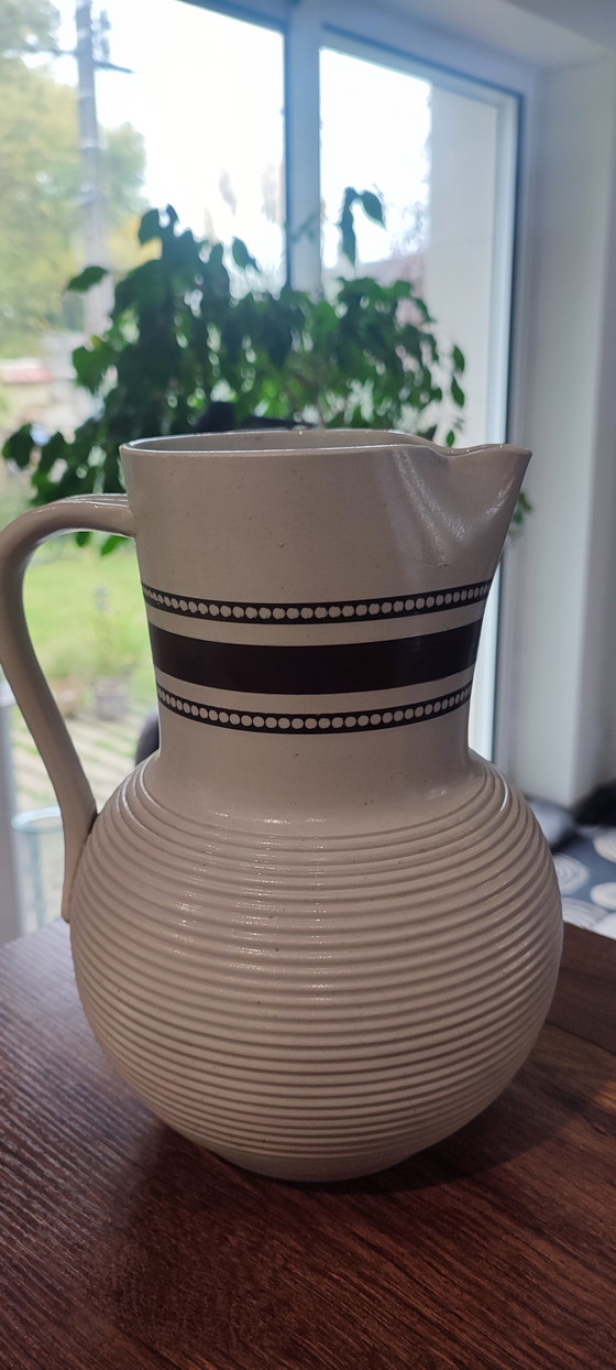 Image 1 of Grande brocca in gres smaltato firmata, periodo 1950-60