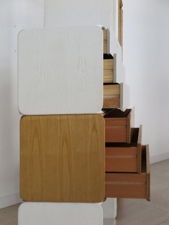 Two-tone modular Bookcases Samara by Derk Jan De Vries for Maisa, Italy, 70s, 8-piece set, White (photo 11 of 23)