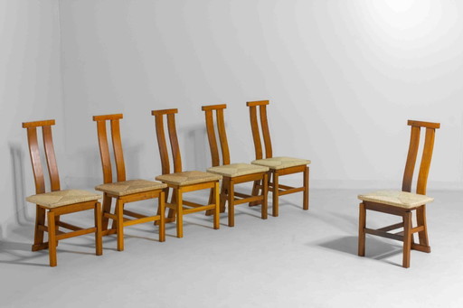 Skulpturale Esszimmerstühle aus den 1980er Jahren