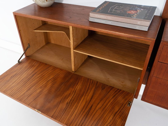 Modulaire wandkast van teakhout, Deens design, jaren 60, ontworpen door Rud Thygesen en Johnny Sørensen, (photo 12 of 21)