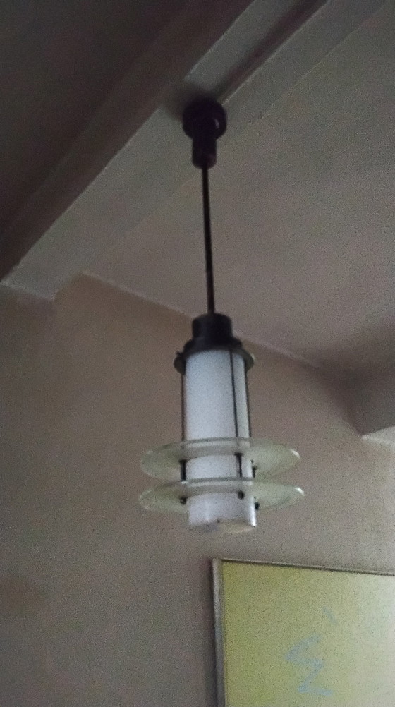 Image 1 of Lampada a sospensione vintage Gispen e vetrina dal design vintage