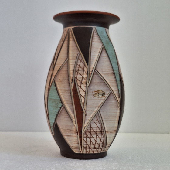 Image 1 of Vaas Sgrafitto sawa van Ritz keramiek jaren'60