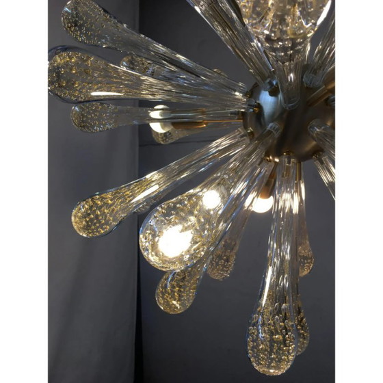 Image 1 of Lustre Sputnik en verre de Murano avec pampilles dorées et structure en métal