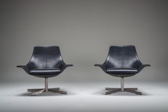 Image 1 of Set di poltrone in pelle di Rodolfo Dordoni per Matteo Grassi, anni '90